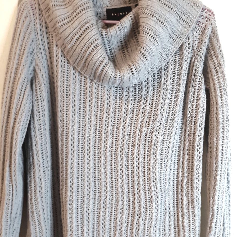 Axcess Grey Knit Cowl Neck Women's Sweater